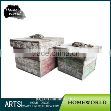 S/2 shabby chic aged European cottage retail sundries storage box