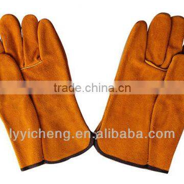 Yellow Color Safety Gloves,Cow Split Leather Work Glove,Leather Welding Gloves