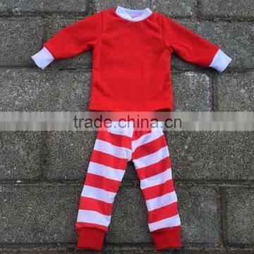 2016 wholesale kids clothes christmas pajamas sets baby striped kids pajamas outfit kids fall winter outfits