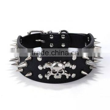Wholesale Dog Chain Nails Skulls Multi Color pu Leather Dog Collar