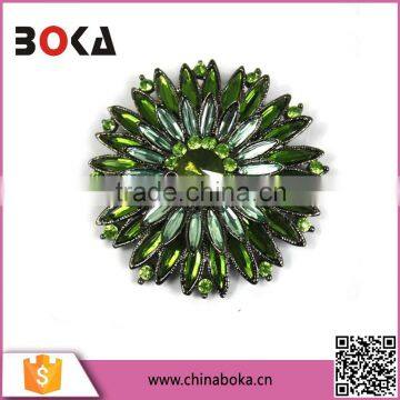 Wholesale Factory Price Vintage Green Crystal Snowflake Brooch