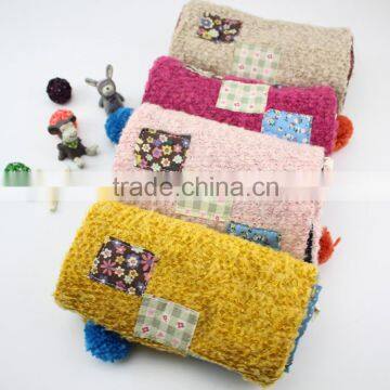 Fashion Cute Small Square Cloth Sewed Two-layer Pom Pom Style Boys Girls Baby Winter Scarf photo-6