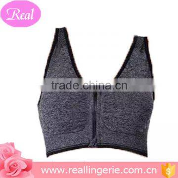 New Style Front Zipper Nylon Cotton Training Sportswear Bra
