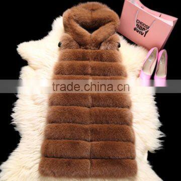 Factory direct fashion girl's fashion kahki fox fur vest