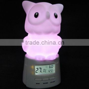 Night light with room thermometer, hygrometer and alarm