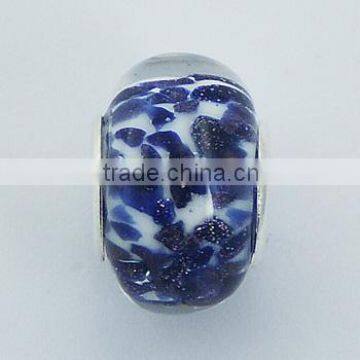 Speckled Blue On White Murano Glass Bead Light Transparency