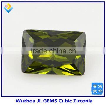 2014 New Products Olivine Rectangle shape Cubic Zirconia Stone For Dress Decoration