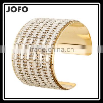 New Style Luxury Acrylic Beads And Diamond Cuff Bangles Dubai Jewelry