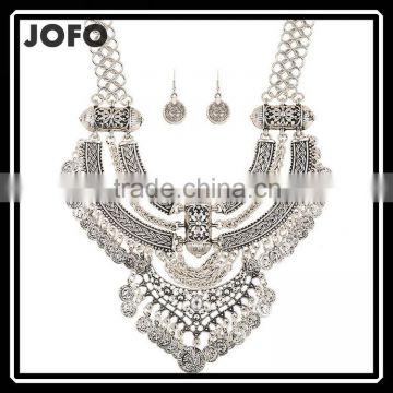 Boho Style Crescent Fringed Crude Chain Clavicle Necklace Fashion Coin Jewelry Set