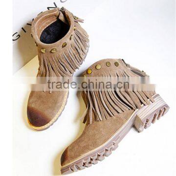 2.5cm Woman Brown Tassel Ladies Boots Fashion Lady Winter Boots for 2013-2014 photo-2