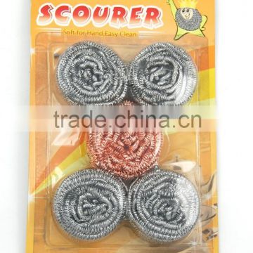 5pc kitchen scourer with copper mesh ball