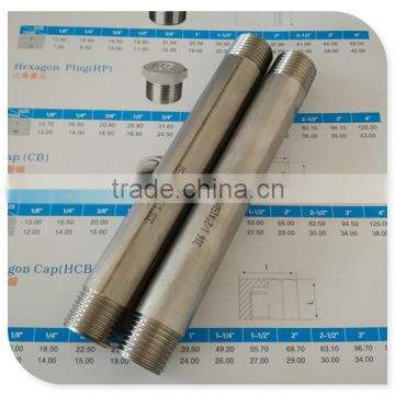 316 Stainless Steel 1/2" BSP Straight Thread Barrel Nipple 6" Length