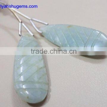 Opaque stone 11*33 Long Pear with carving Pair 100% Natural gemstones AAA Quality product Hand made in India