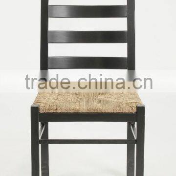 Rustic Wooden Home Useful Webbing Seat Black Armless Dining Chair/ Restaurant Chair(New Product) photo-2