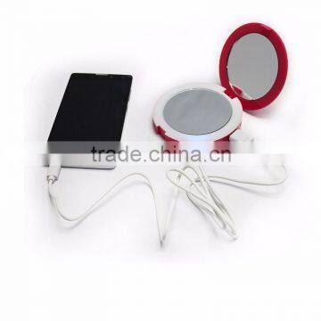 Dual sides traveling magnifying led makeup mirror power bank