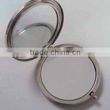 Round metal pocket makeup mirror with double sides