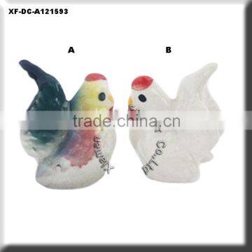 hand made mini ceramic rooster salt and pepper shaker sets