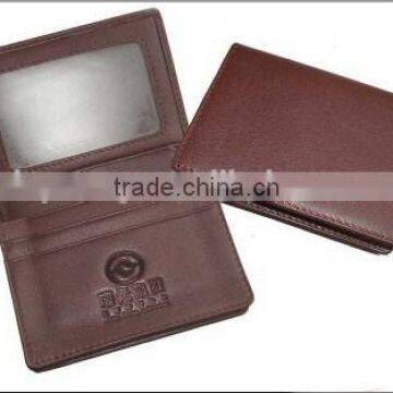 Embossed Leather Pocket Card Holder Wallet With Id Window
