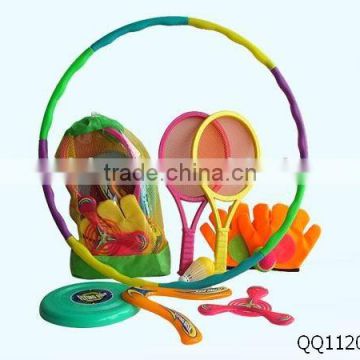 Plastic sports toys--6 kinds sport toys for kids(hula,goft, tennis,flying disk..)