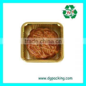 golden innoxious disposable square plastic mooncake PET tray