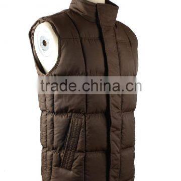 Men's 100% nylon fabric outdoor warm cotton padded stand collar a sleeveless jacket