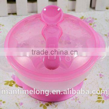 Sucker Bowl Skid Baby Special Suction Wall Bowl Binaural Bowl With Cover and Spoon 3 Colors Optional photo-4