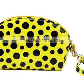 2013 best PU classic yellow black polka dots wallet bag