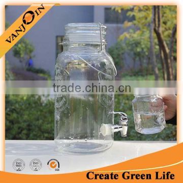 Beverage Dispenser 4L Glass Mason Jar with Tap