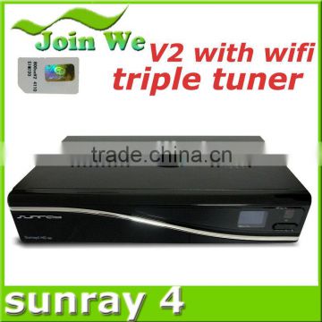 sunray sr4 v2 sunray4 hd se v2 800hd se v2 sr4 v2 wifi triple tuner stock 3 in1 triple tuner DVB-S,DVB-C, DVB-T2