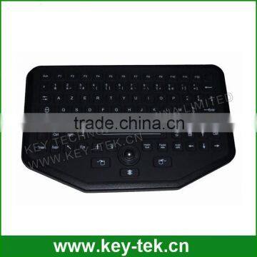 IP68 Ruggedized Sealed Silicone Industrial Military Keyboard With Optical Trackball