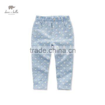 DK0391 dave bella spring autumn girls flower printed pants baby girls leggings kids trousers children trousers girls denim pants