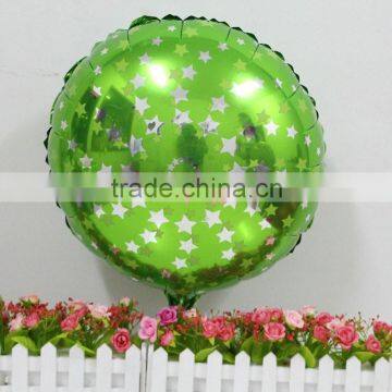 2015 newest 18" Inch round shape green color Foil Star Balloon Helium Metallic balloons For Party decoration