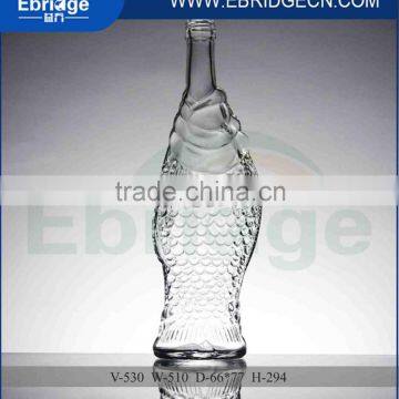 530ml fishlike clear glass red wine bottle