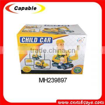 Kids ride on car type plastic free wheel toy excavator