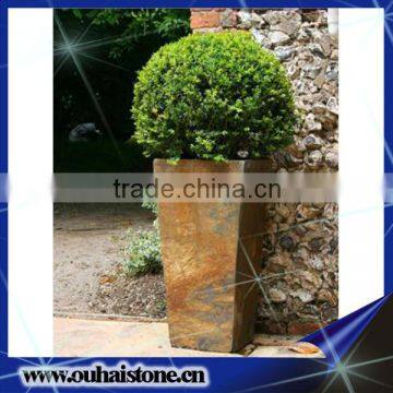 Environmental green plants holder rusty slate stone eco flower pots