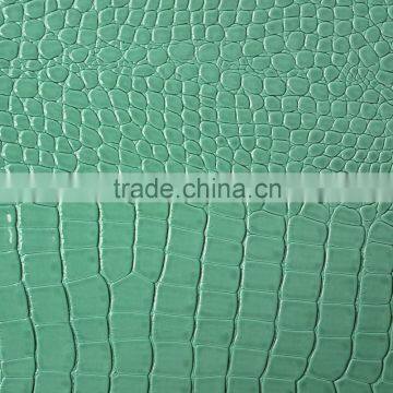 Green finished pvc leather for bags, wallets, furniture, decoration, artificial animal synthetic leather crocodile, sofa, purse