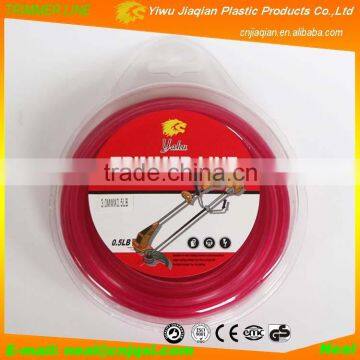 Gardening Tools parts 3.0mmX0.5LB Triangle Shape Rose-red Colored Grass Cutter Line Nylon Grass Trimmer Line With Donuts Blister
