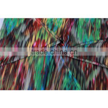 Colorful lines polyester spandex custom print moss crepe fabric