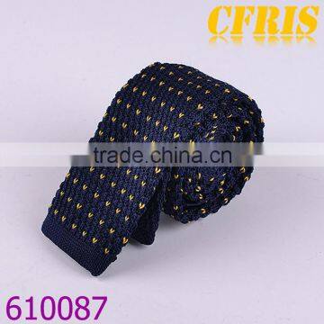 Factory wholesale Dark Blue Stripe Spot Knitted Necktie