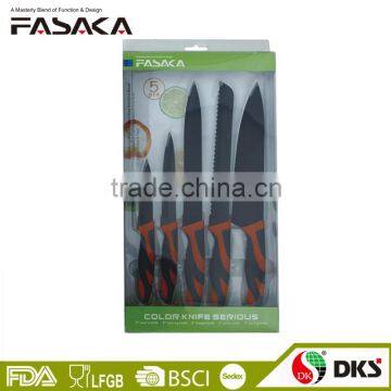 Nonstick Knife set with PVC Box Packing Color Coating 5pcs knife set KP1301S5PB-1