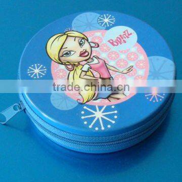 Cute round mint zipper tin can, 2013 new products from China