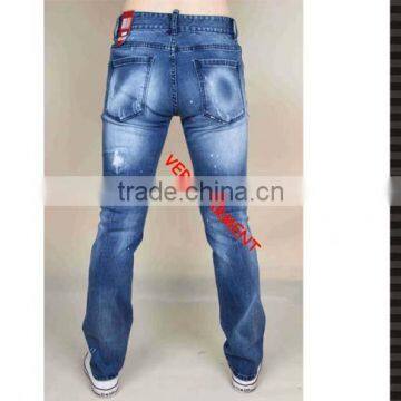 Hight Quality Ripped Wash Denim Pants Straight Fit Jeans Denim Jeans Men photo-4