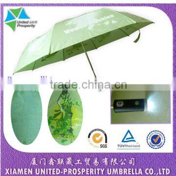 Chrome-coated metal shaft led handle auto open and close umbrella