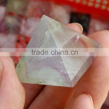 Natural Colorful Fluorite Crystal Healing Pyramid