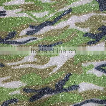 Camouflage Grain Glitter Fabric With TC Backing ,popular Use for Ladies Shoes ,handbags ,wallets
