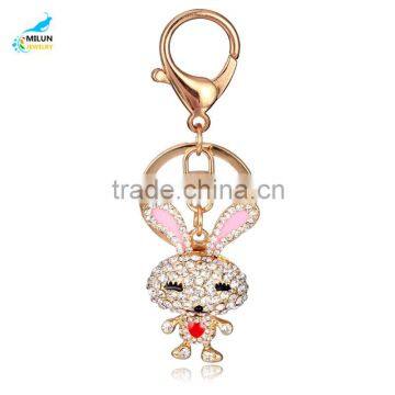 Lovely rabbit diamond key chain rings