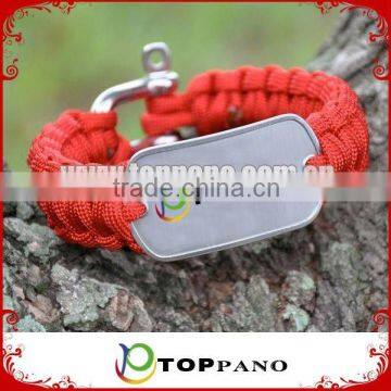 latest top sophisticated tecnology stylish stainless steel clasp paracord survival metal charm bracelet