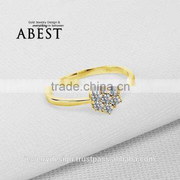 Cluster Solitaire Ring 10K Yellow Gold Micro Pave Engagement Wedding Ring Lady's Fashion Jewelry Ring photo-3