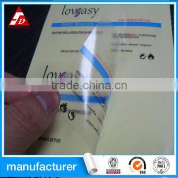 waterproof transparent self adhesive sticker /label paper