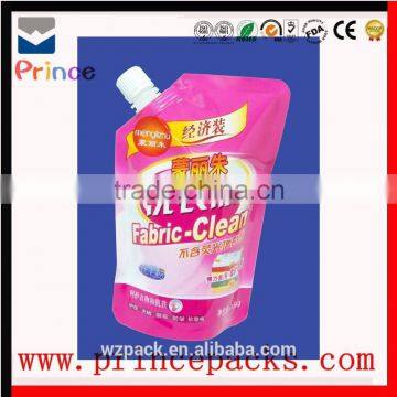 laminate plastic stand up packaging bag/shampoo bag/plastic stand up laundry detergent spout bag